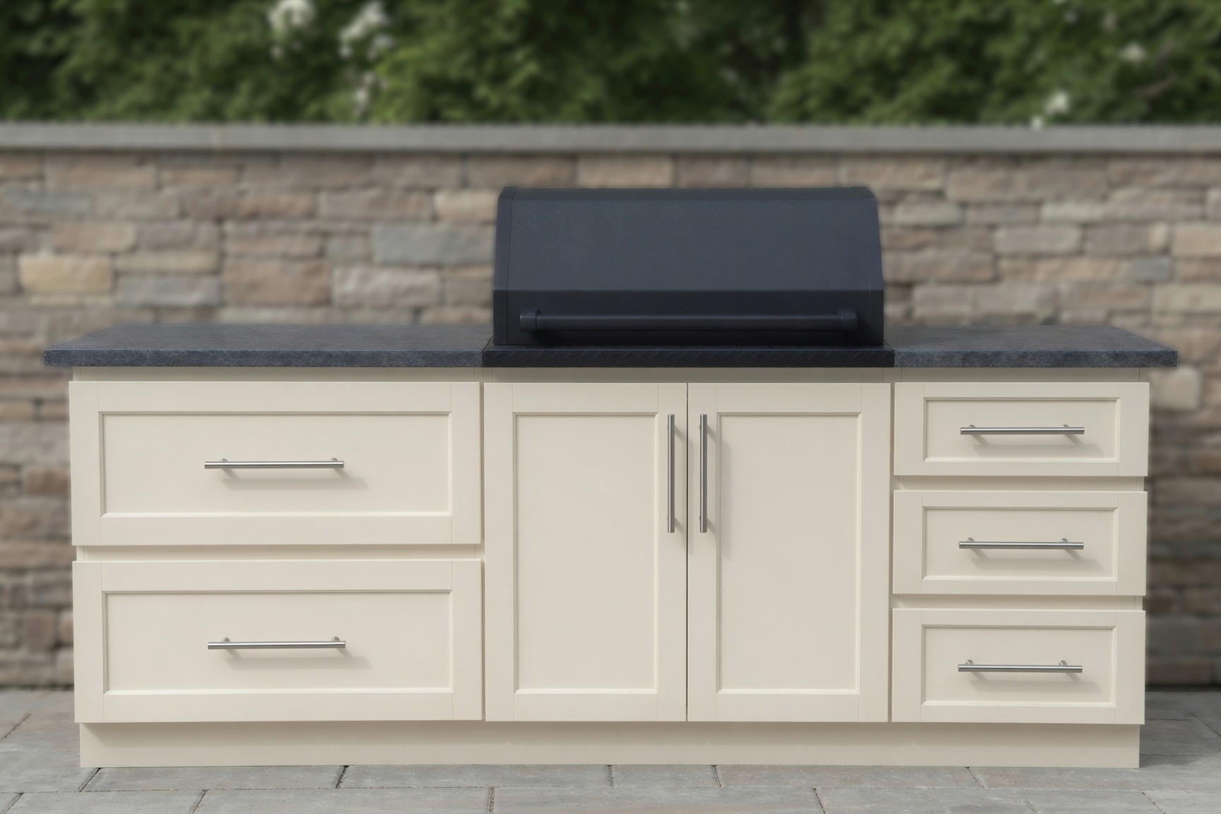Traditional outdoor cabinet construction with handles